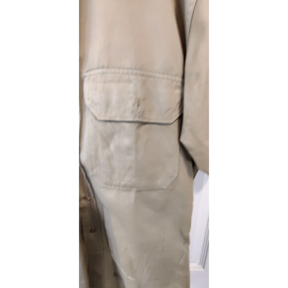 Vtg 60s Military Mens Small 1960 8.2 oz Khaki Field Button Shirt USA 15.5x32 - Picture 2 of 13